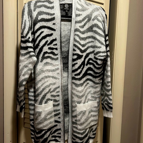 Bobeau Open Front Cardigan Zebra Animal Print - Picture 1 of 5